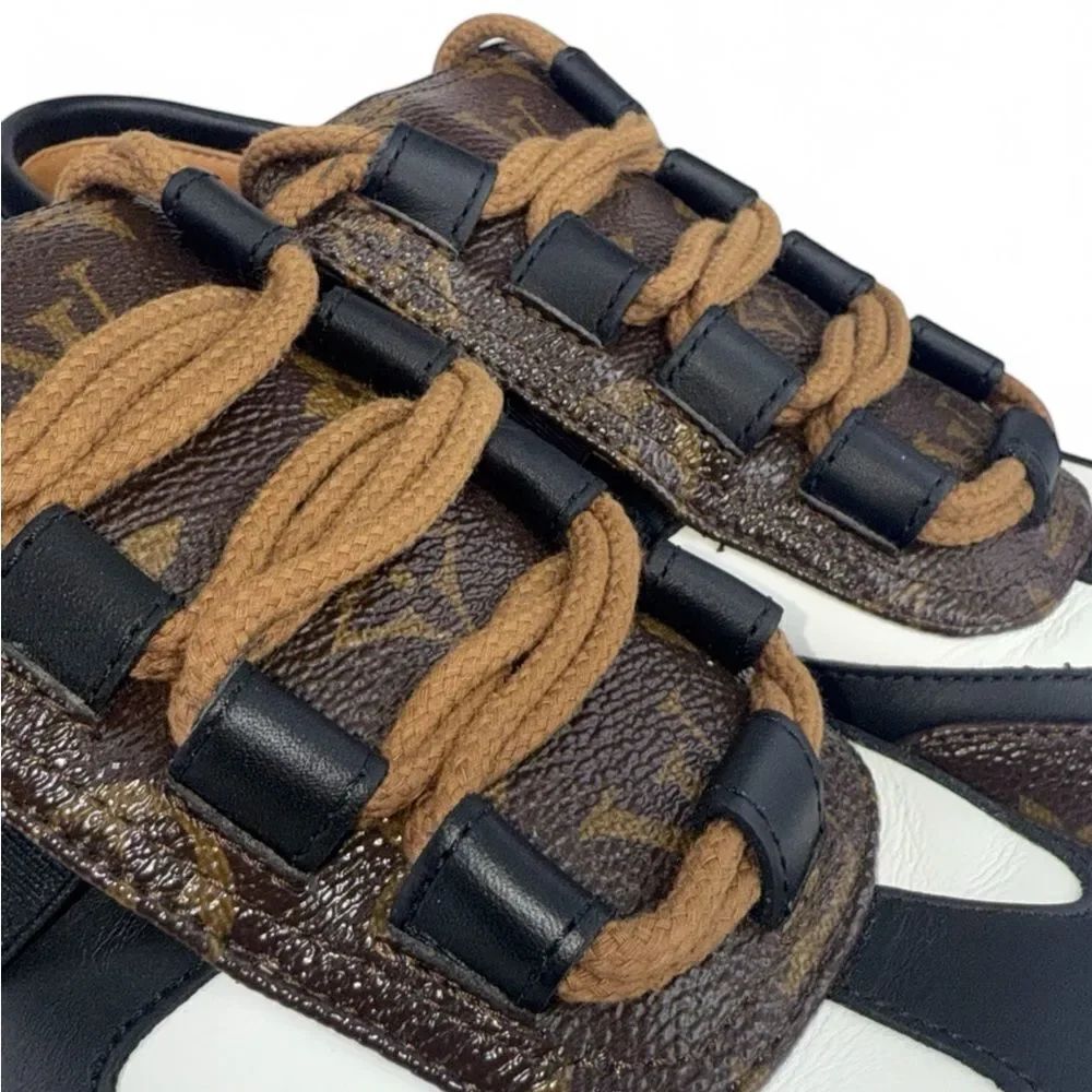 LOUIS VUITTON Black & Brown  LV Monogram Leather Sneakers EU37 - Picture 7 of 16